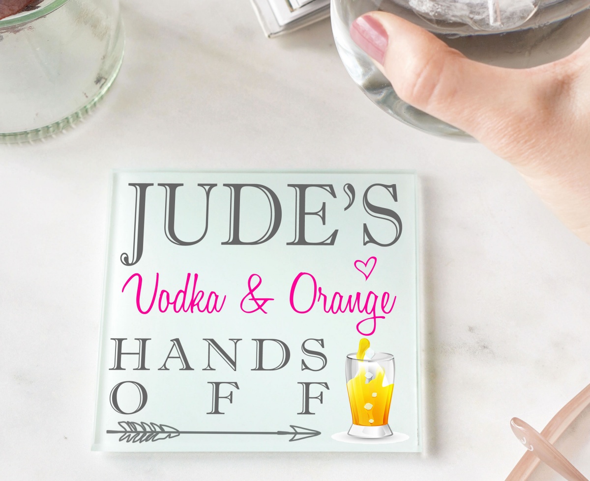 Personalised Vodka & Orange Glass Gift Drinks Coaster